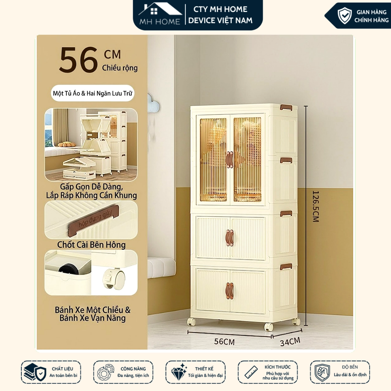 Tủ Quần Áo Nhựa Nhiều Tầng Có Bánh Xe - Tủ Đựng Đồ Cho Bé Đồ Dùng Cá Nhân Có Cửa Chống Bụi Giúp Phòng Gọn Gàng M
